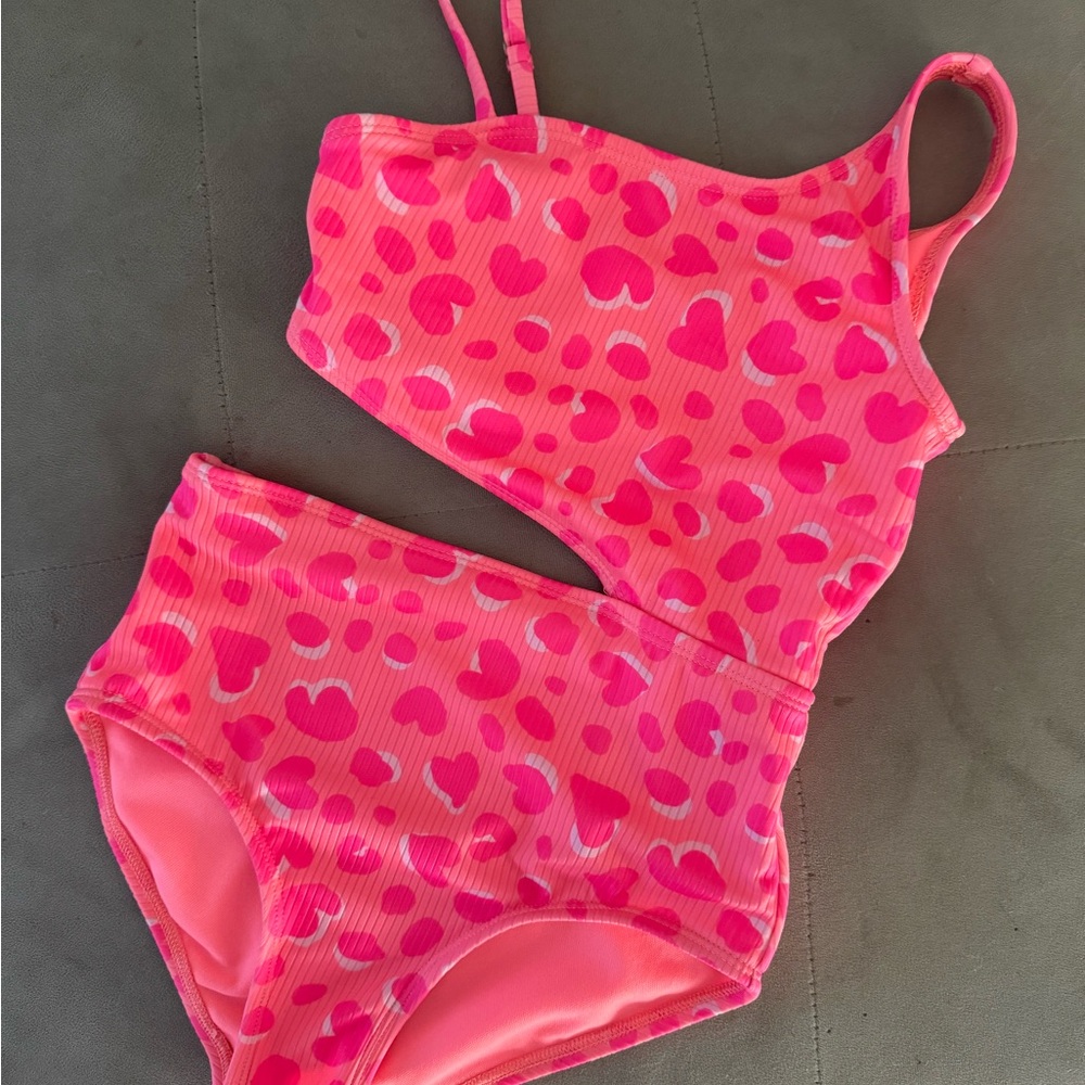 Cat & Jack Vibrant Pink Swimsuit with Heart Design